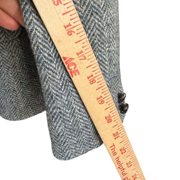 Harris Tweed Herringbone Wool 100% Single-Breasted Blazer Sport Coat Womens Gray - Picture 9 of 11